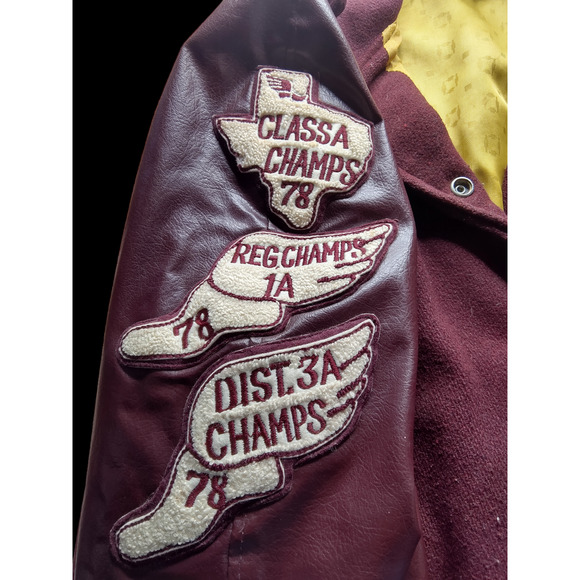 Vintage 70s Kaye Bros Varsity Jacket with Patches Texas Track - Picture 4 of 6